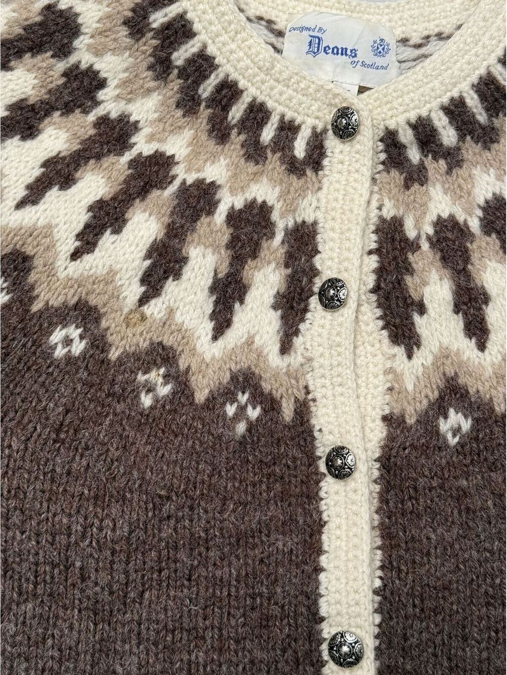 Vintage Deans of Scotland Womens Cardigan Nordic Isle Wool - Picture 3 of 7